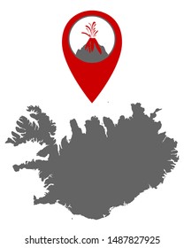 Map of Iceland with volcano locator