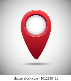 map icon, 3D, red , vector illustration isolated with shadow