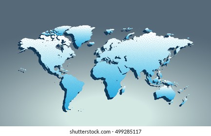 Map icon for application on grey background. Dotted stippled effect. Vector illustration.