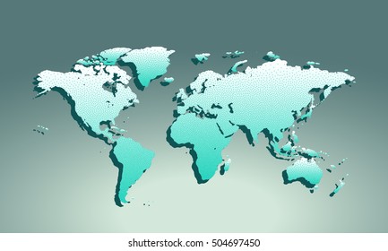 Map icon for application on grey background. Dotted stippled effect. Vector illustration.
