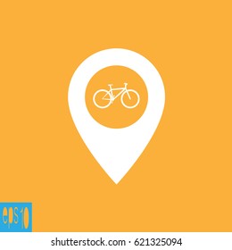 Map icon with bicycle icon, sign - vector illustration