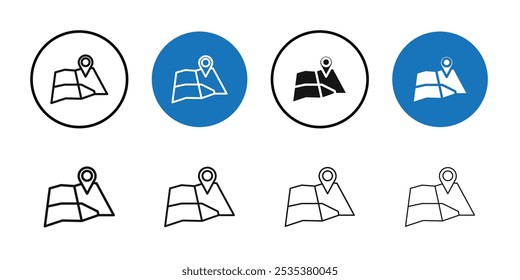 Map icon Black line art vector logo set