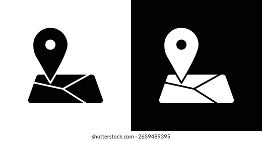 Map icon black silhouette for web, and mobile app