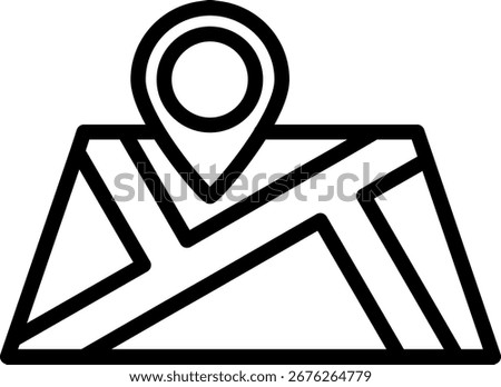 Map icon, Black And White Outline Icon Symbol