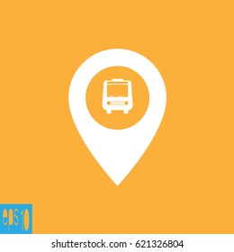 Map icon with bus - vector illustration