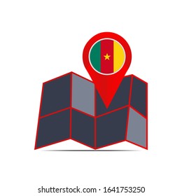 The map icon of Cameroon is isolated by the country's flag