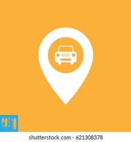 Map icon with car - vector illustration