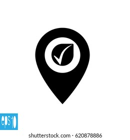 Map icon with check icon, sign - vector illustration