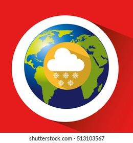 map with icon cloud snowflakes weather graphic vector illustration eps 10