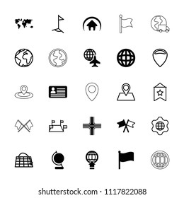 Map icon. collection of 25 map filled and outline icons such as globe, flag, home, location, location pin, locations, planet. editable map icons for web and mobile.