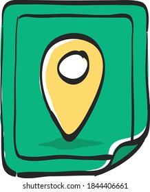 Map icon in color drawing. Location info GPS