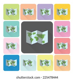 Map Icon color set vector illustration.