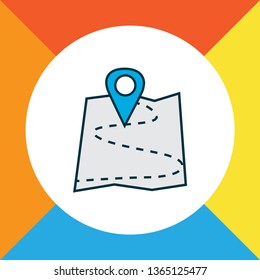 Map icon colored line symbol. Premium quality isolated destination element in trendy style.