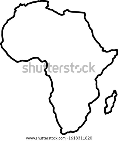 Map Icon of the Continent of Africa with a Borderline or Outline Contour. Vector Image.