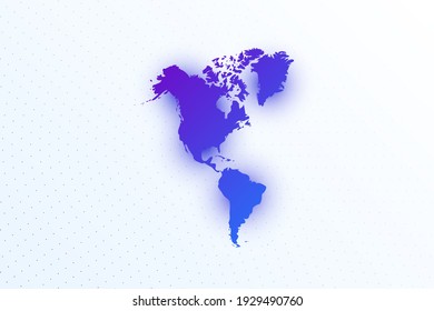 Map Icon Of Continent America, North And South America. Colorful Gradient Map On Light Background. Modern Digital Graphic Design. Light White Backdrop Vector Illustration