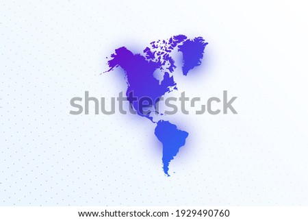 Map icon of Continent America, North and South America. Colorful gradient map on light background. Modern digital graphic design. Light white backdrop vector illustration