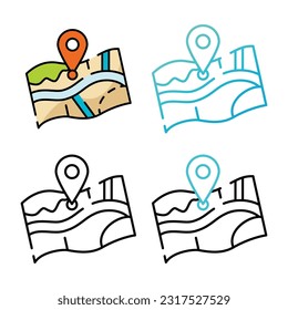 Map icon design in four variation color