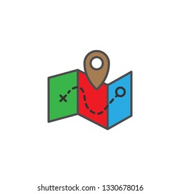 Map icon design inspiration in line solid colored style