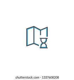 Map icon design. Interaction icon line vector illustration design