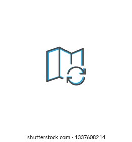 Map icon design. Interaction icon line vector illustration design