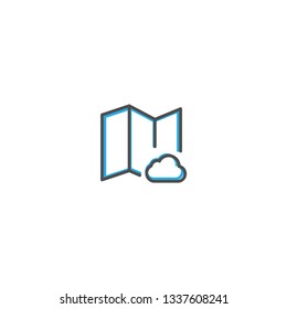 Map icon design. Interaction icon line vector illustration design