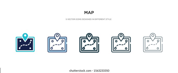 map icon in different style vector illustration. two colored and black map vector icons designed in filled, outline, line and stroke style can be used for web, mobile, ui