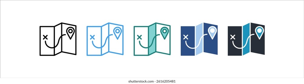 Map Icon In Different Style Vector