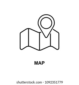 map icon. Element of simple web icon with name for mobile concept and web apps. Thin line map icon can be used for web and mobile on white background