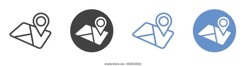 Map icon Flat art in black and white isolated