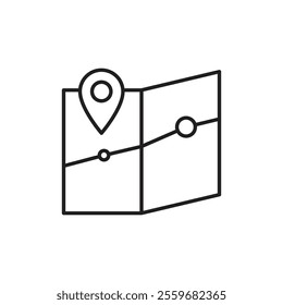 Map icon Flat art in black and white isolated