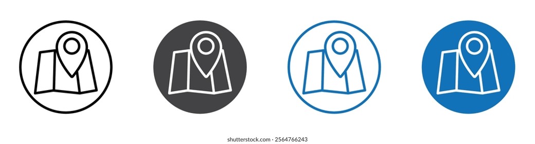 Map icon flat editable icon mark set.