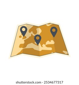 Kartensymbol im flachen Stil einzeln auf weißem Hintergrund. Vektorgrafik des Reisesymbols.