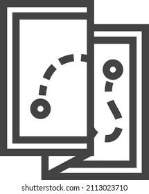 Map icon. Folded paper with tourist route. Travel symbol