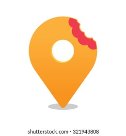 Map Icon Food Bite Vector