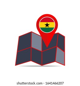 Map icon of Ghana is isolated by country flag