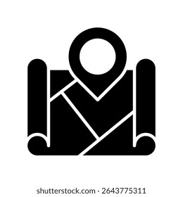 Ilustración vectorial de glifo de icono de mapa