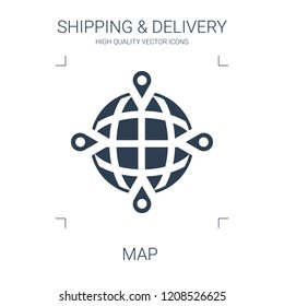map icon. high quality filled map icon on white background. from shipping delivery collection flat trendy vector map symbol. use for web and mobile