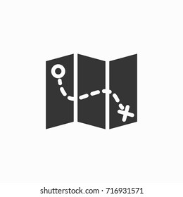 Map icon, illustration isolated vector sign symbol