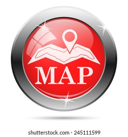Map icon. Internet button on white background. 