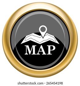 Map icon. Internet button on white  background. EPS10 Vector. 