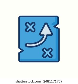 map icon, isolated blue outline icon