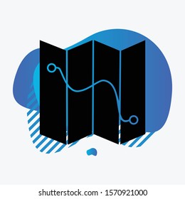 Map icon isolated on abstract background
