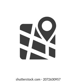 Map Icon Isolated on Black and White Vector Graphic