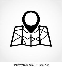 Map Icon Isolated on White Background