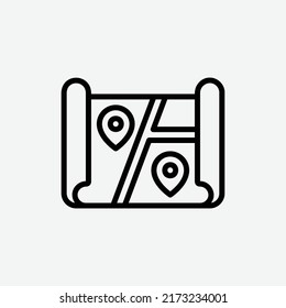  icono de mapa, icono de esquema minorista aislado en fondo gris claro, perfecto para sitio web, blog, logo, diseño gráfico, medios sociales, interfaz de usuario, aplicación móvil
