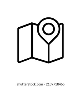 Map Icon. Line Art Style Design Isolated On White Background