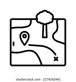 Map Icon. Line Art Style Design Isolated On White Background