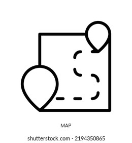 map icon. Line Art Style Design Isolated On White Background