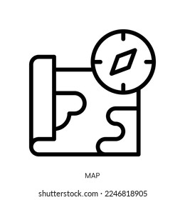 map icon. Line Art Style Design Isolated On White Background