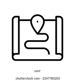 icono de mapa. Diseño De Estilo De Arte De Línea Aislado En Fondo Blanco